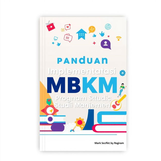 A visually striking book cover for the implementation guide of the MBKM program in the Management study field