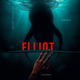 A haunting underwater scene showcasing a mysterious and ominous atmosphere