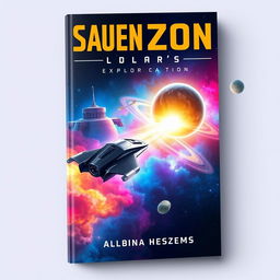 A stunning book cover design featuring a vibrant space exploration scene