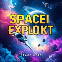 A stunning book cover design featuring a vibrant space exploration scene