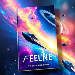 A stunning book cover design featuring a vibrant space exploration scene