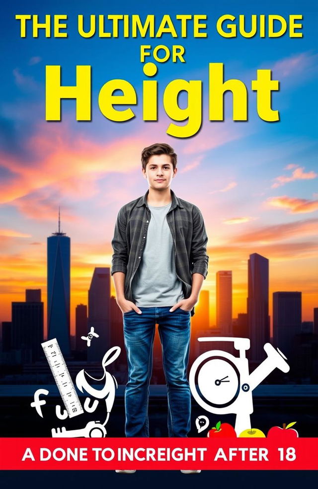 An informative and visually captivating guide cover for 'The Ultimate Guide for Height: A Guide to Increase Height After 18'