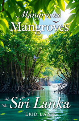 A beautiful and vibrant book cover design showcasing the lush and enchanting mangroves of Sri Lanka