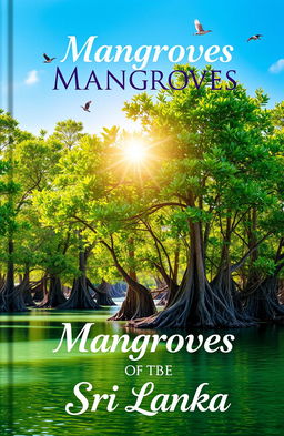 A beautiful and vibrant book cover design showcasing the lush and enchanting mangroves of Sri Lanka