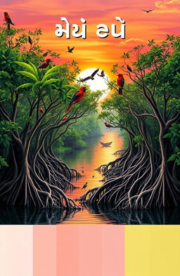 A vivid and captivating book cover featuring a serene mangrove landscape in Sri Lanka