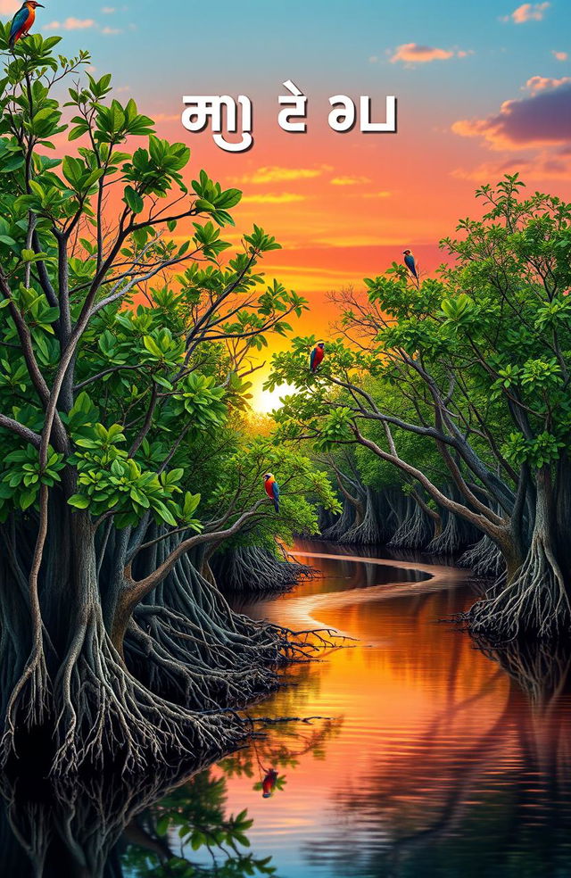 A vivid and captivating book cover featuring a serene mangrove landscape in Sri Lanka