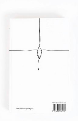 A minimalist back cover design featuring a broken string graphic set against a clean white background