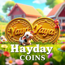 A 3D luxurious design of Hay Day coins featuring the name 'Yahya' embossed in stunning 3D on each coin