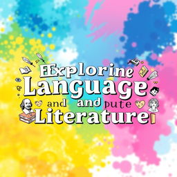A creative cover page design for an English project titled 'Exploring Language and Literature'