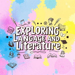 A creative cover page design for an English project titled 'Exploring Language and Literature'