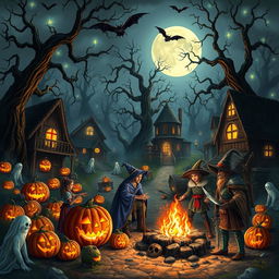 A spectacular Dungeons & Dragons-themed Halloween scene, brimming with enchantment and spooky delight