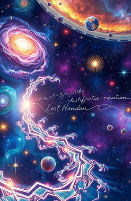 A visually stunning representation of the multiverse equation titled 'Lost Horizon' as conceived by Arnav Sharma, illustrated in a cosmic landscape