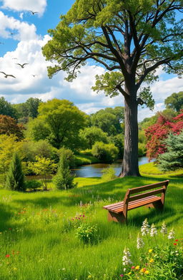 A vibrant and lush landscape filled with various types of trees, showcasing a diversity of green shades