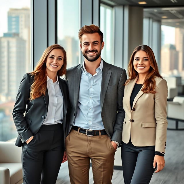 A young, handsome new boss of a Central Asian company, embodying charm and humor, with a well-groomed appearance and a broad perspective