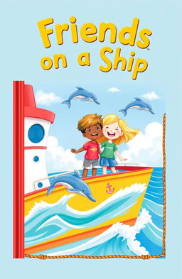 A beautifully illustrated book cover for a book titled 'Friends on a Ship'