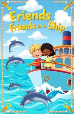 A beautifully illustrated book cover for a book titled 'Friends on a Ship'