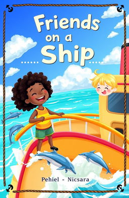 A beautifully illustrated book cover for a book titled 'Friends on a Ship'