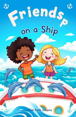 A beautifully illustrated book cover for a book titled 'Friends on a Ship'