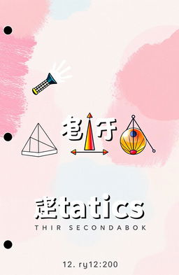 A cover design for a high school physics notebook focusing on the topic of statics (استاتيكا) for third secondary students