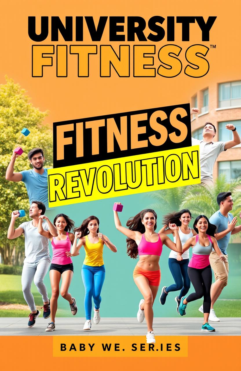 An energetic and motivational e-book cover for a body workout program aimed at university students