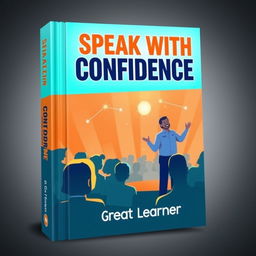A vibrant and engaging book cover design for 'Speak with Confidence' by Great Learner