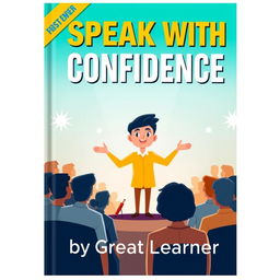 A vibrant and engaging book cover design for 'Speak with Confidence' by Great Learner