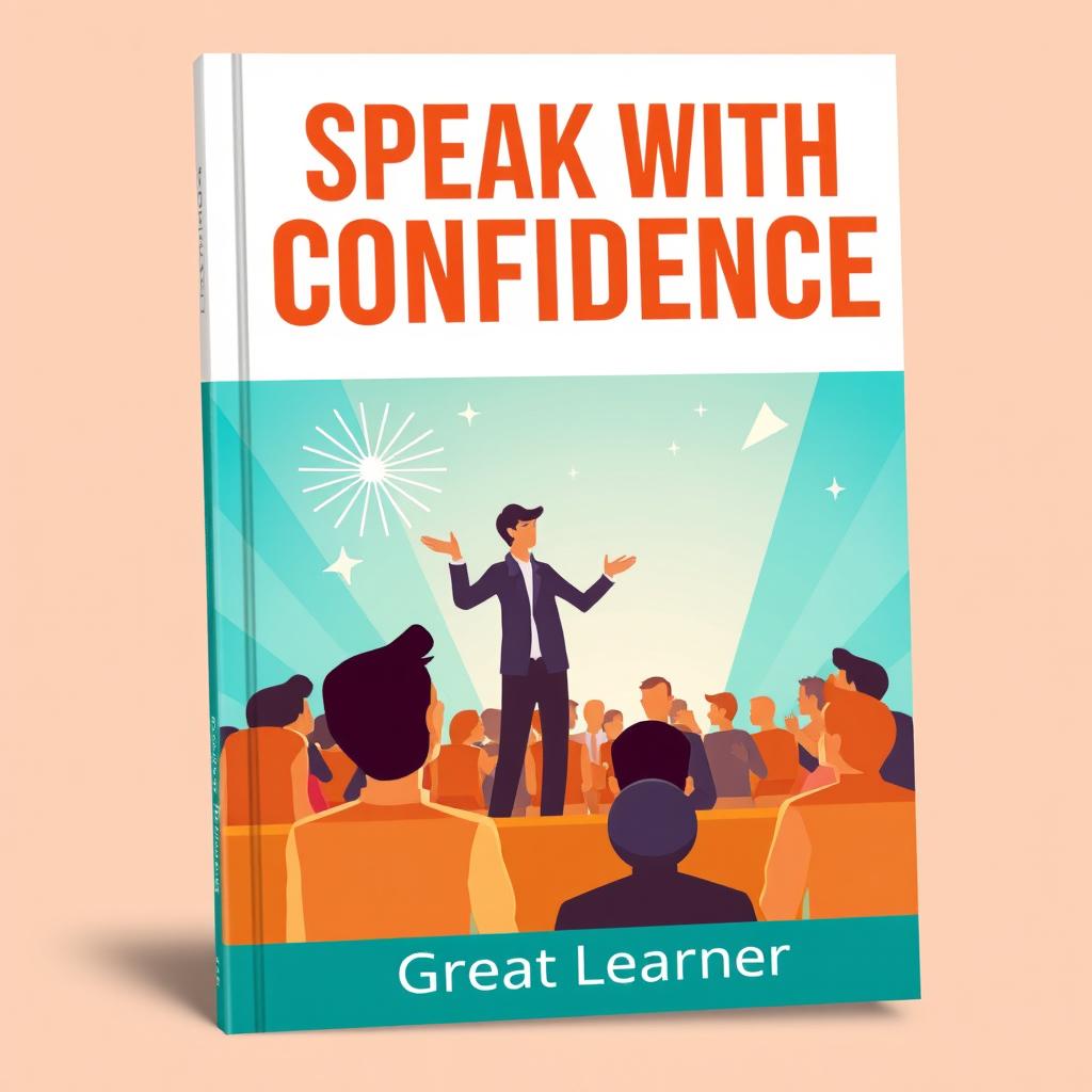 A vibrant and engaging book cover design for 'Speak with Confidence' by Great Learner