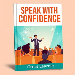 A vibrant and engaging book cover design for 'Speak with Confidence' by Great Learner