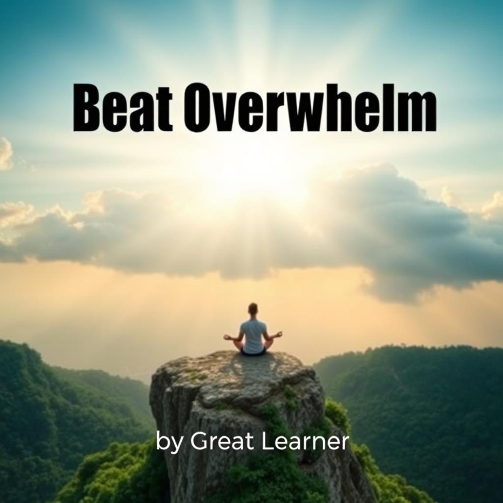 A captivating book cover design for 'Beat Overwhelm' by Great Learner