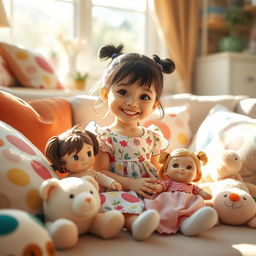 A charming depiction of a young girl, lovingly referred to as 'little mama,' dressed in a cute floral dress with a playful design