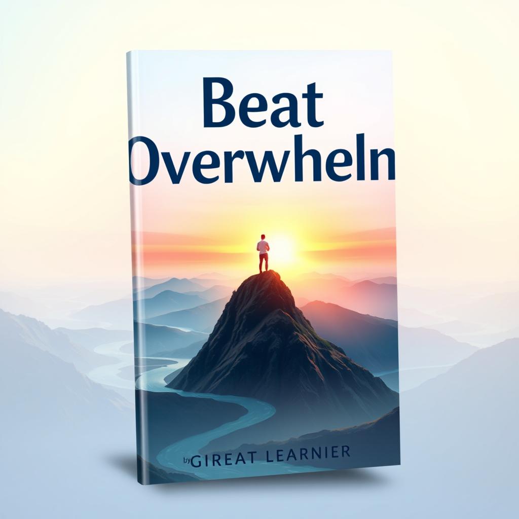 A visually stunning book cover design for 'Beat Overwhelm' by Great Learner