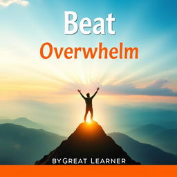 A dynamic and inspiring book cover design for 'Beat Overwhelm' by Great Learner