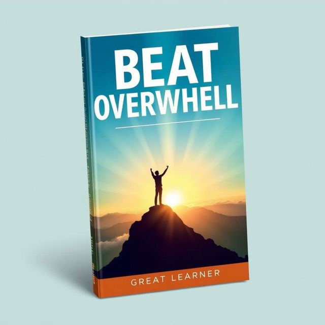 A dynamic and inspiring book cover design for 'Beat Overwhelm' by Great Learner