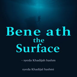 A hauntingly beautiful underwater scene featuring a diver gracefully descending into the darkness, with the ocean's surface shimmering faintly in the distance