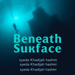 A hauntingly beautiful underwater scene featuring a diver gracefully descending into the darkness, with the ocean's surface shimmering faintly in the distance