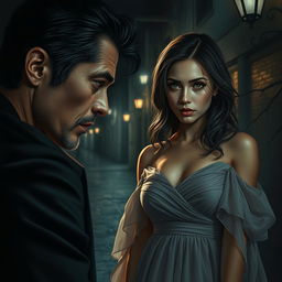 A captivating yet intense scene illustrating a dark romance narrative involving a stalker
