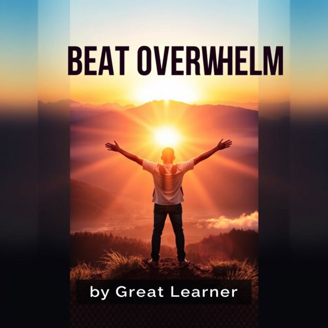 An engaging and motivational book cover design for 'Beat Overwhelm' by Great Learner