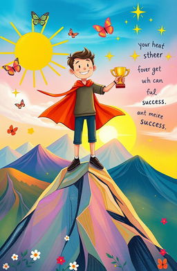 A whimsical illustration depicting a fantastical journey representing success