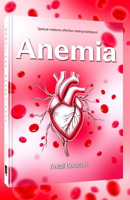 A visually striking book cover for a medical textbook on anemia