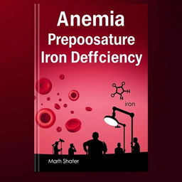 A compelling book cover for a medical textbook focusing on anemia and preoperative iron deficiency