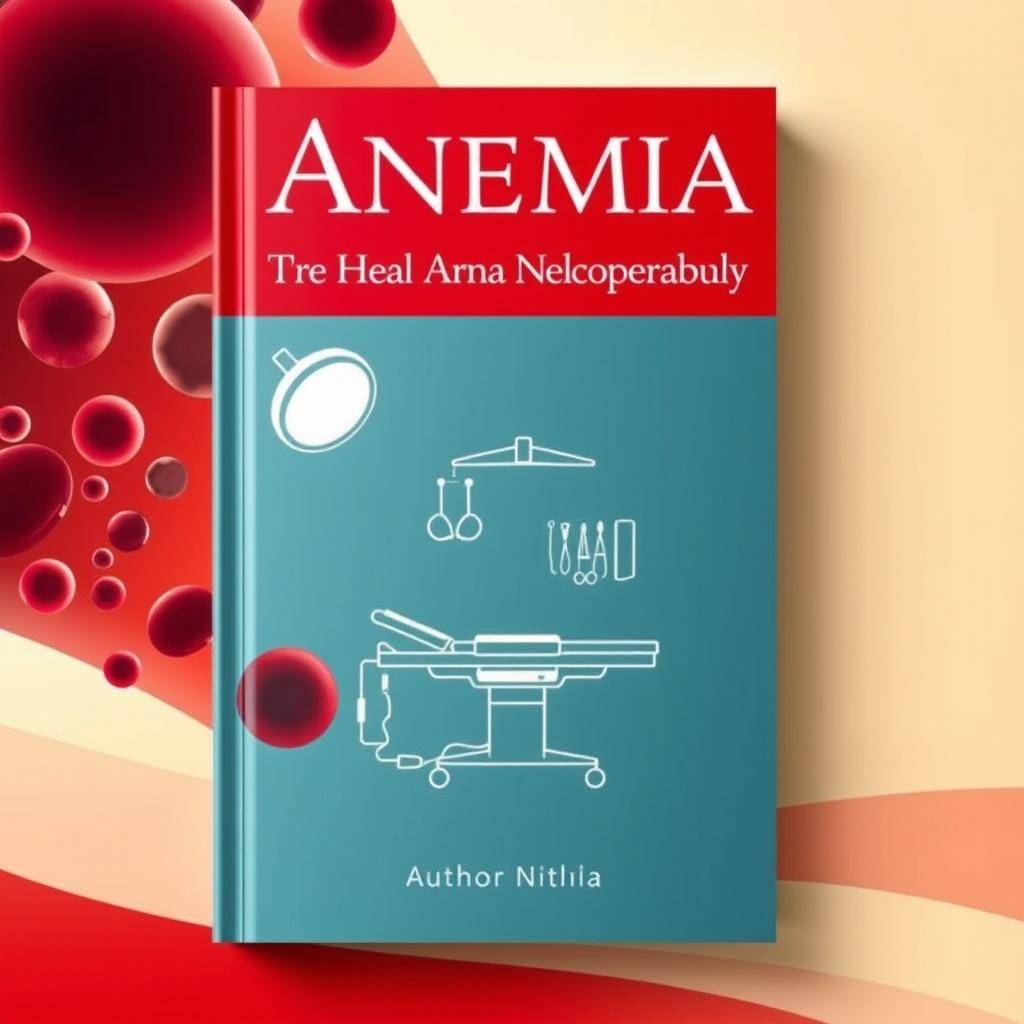 An engaging book cover for a medical textbook dedicated to anemia and preoperative iron deficiency