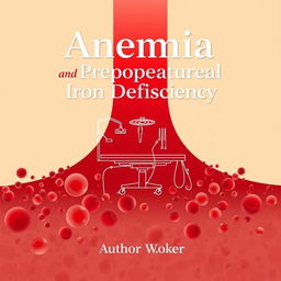 An engaging book cover for a medical textbook dedicated to anemia and preoperative iron deficiency