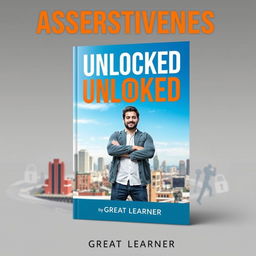 A striking and empowering book cover design for 'Assertiveness Unlocked' by Great Learner