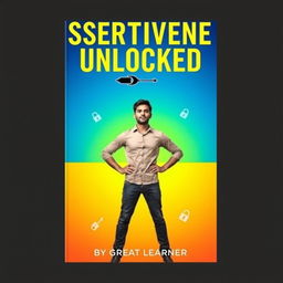 An eye-catching and empowering book cover design for 'Assertiveness Unlocked' by Great Learner