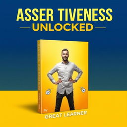 An eye-catching and empowering book cover design for 'Assertiveness Unlocked' by Great Learner