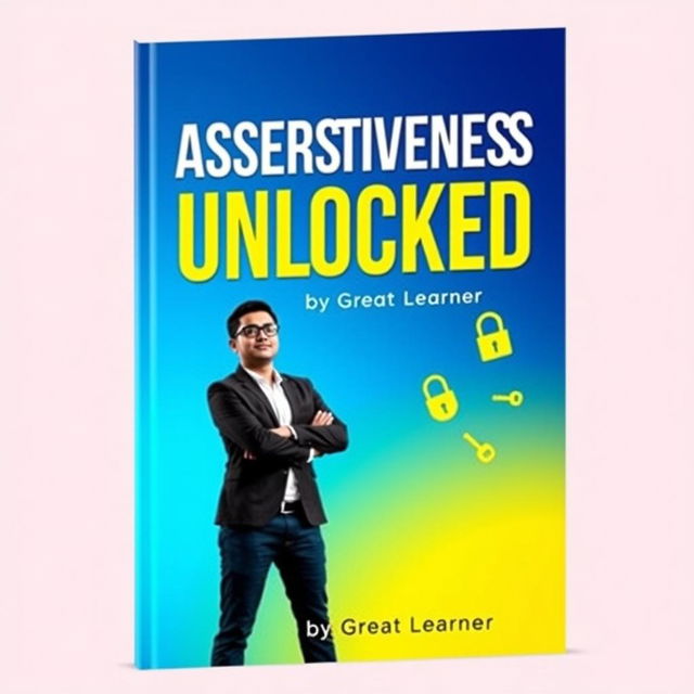 An eye-catching and empowering book cover design for 'Assertiveness Unlocked' by Great Learner