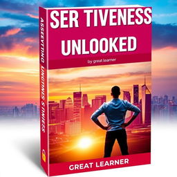 A dynamic and inspiring book cover design for 'Assertiveness Unlocked' by Great Learner