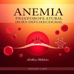 A captivating book cover for a medical textbook focused on anemia and preoperative iron deficiency