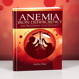 A captivating book cover for a medical textbook focused on anemia and preoperative iron deficiency