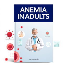 An informative book cover for a medical textbook on anemia in adults
